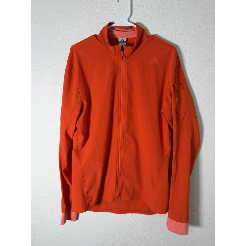 Adidas Energy Running Climastorm Mens Sz M Windbreaker Full Zip Orange SAMPLE